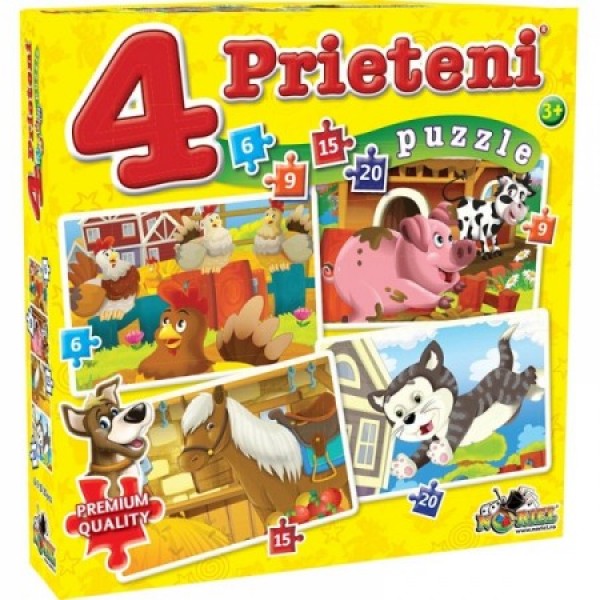 Puzzle 4 Prieteni mici animale – 6 9 15 20 piese