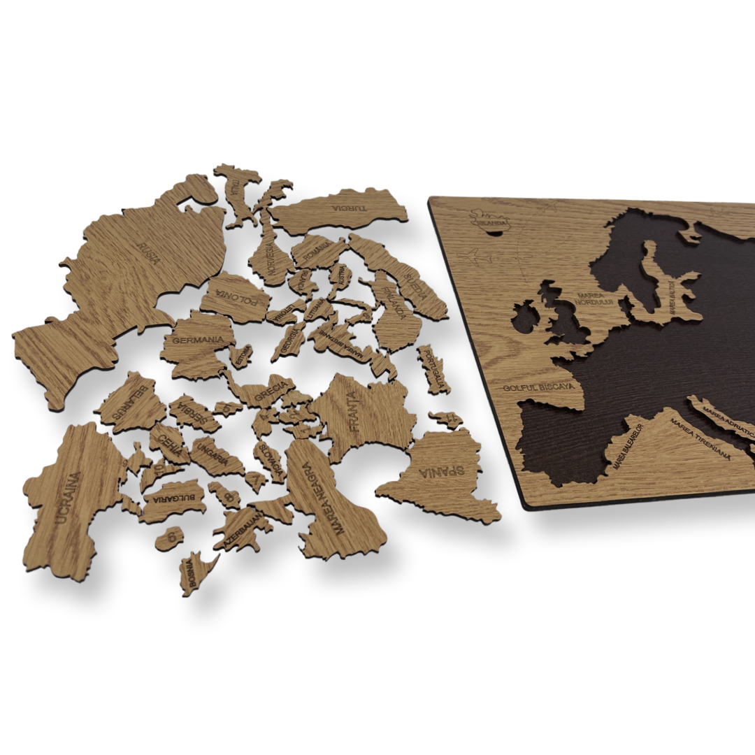 Harta europei puzzle 3D din lemn
