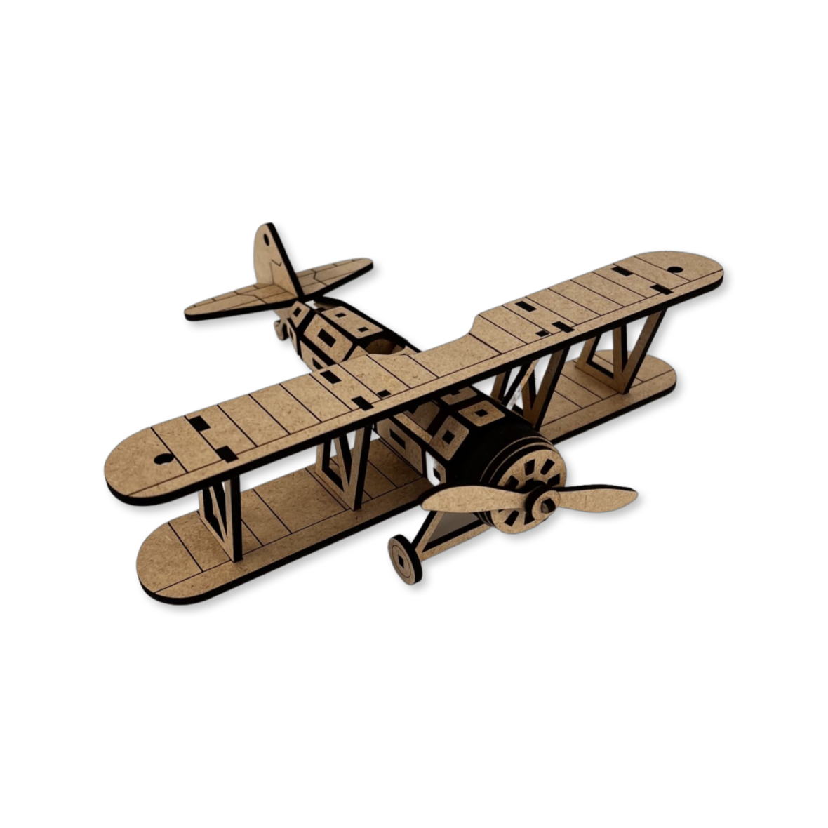 Model avion biplan din lemn