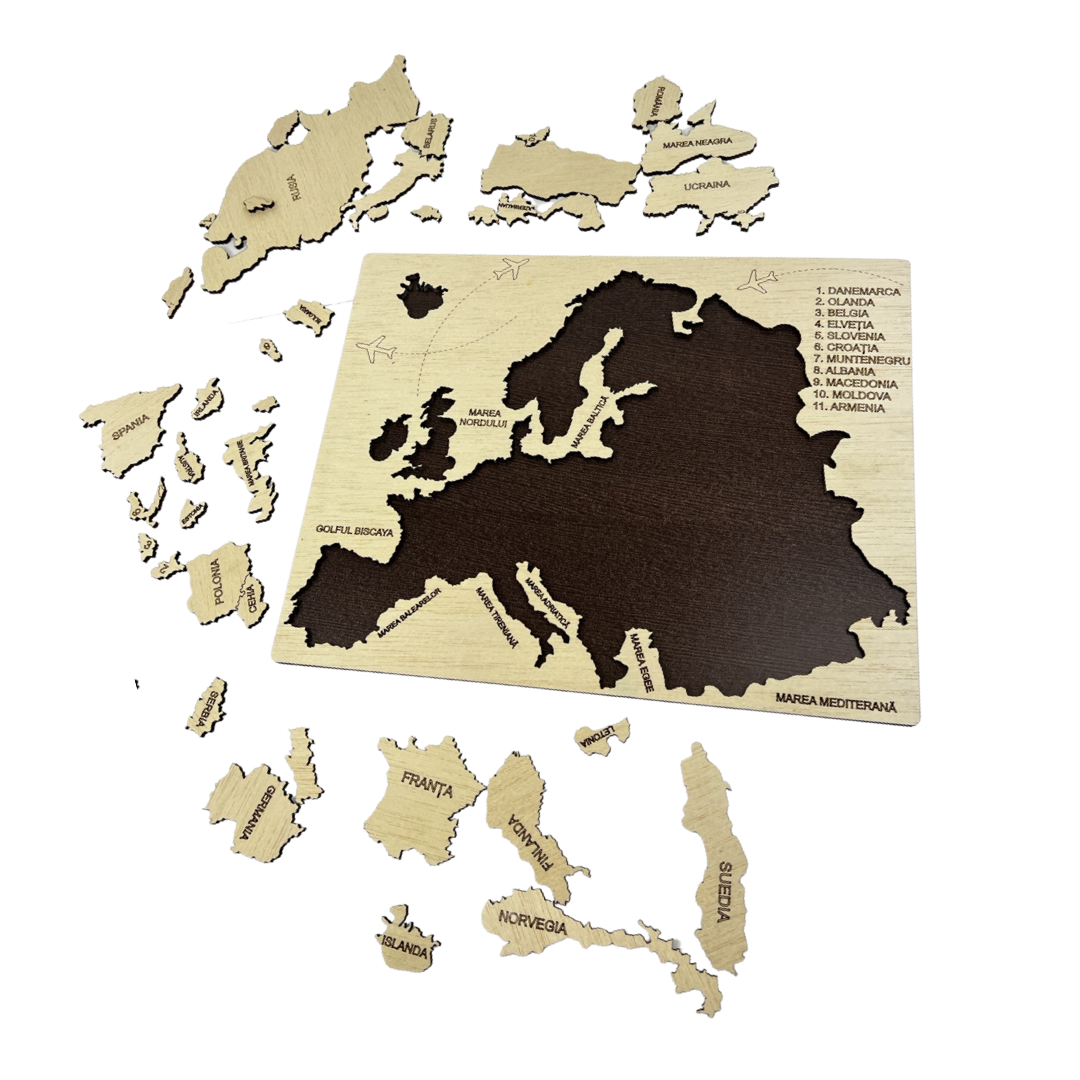 Puzzle multistrat din lemn, Harta europei