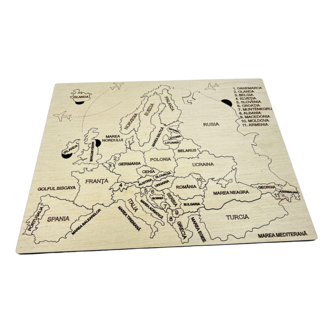 Puzzle multistrat din lemn, Harta europei