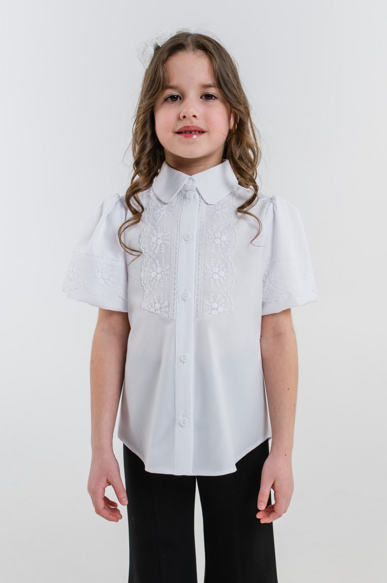 Bluza alba fetite cu maneca scurta Ami